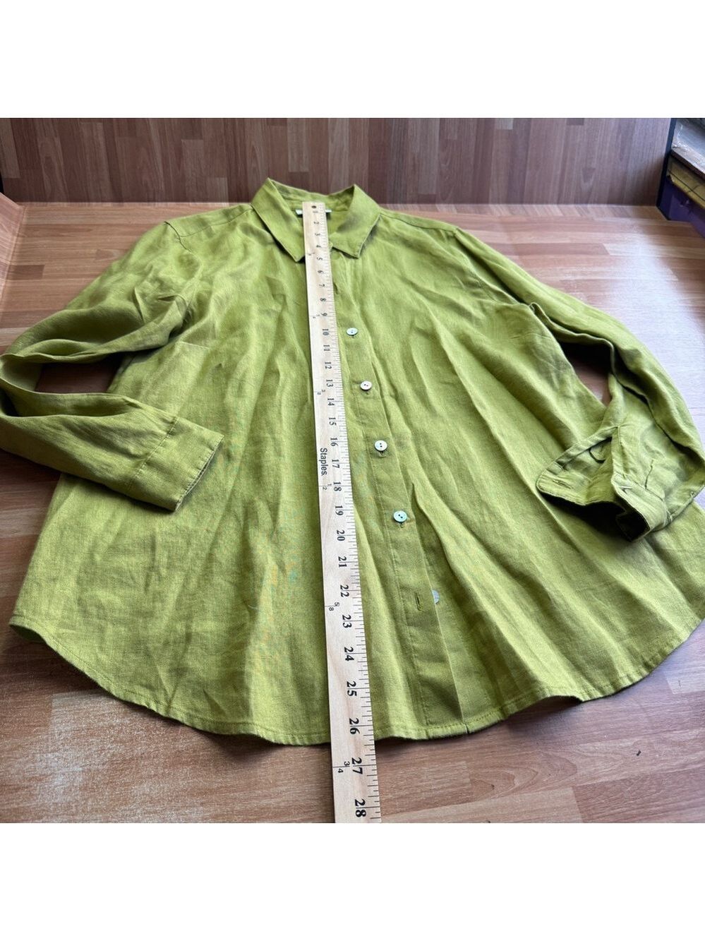 J. Jill "I love linen" button down shirt, olive color, size XS, linen - Picture 8 of 11